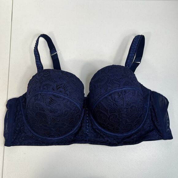 Adore Me 44DD Bra Azura Contour Longline Contour Balconette Underwire Navy Blue - Picture 3 of 16